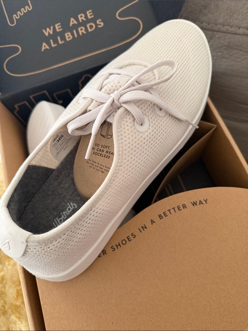allbirds Men’s Natural/Cream Knit Lace-Up Sneakers